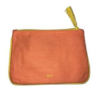Ipsy Womens Zip Cosmetic Makeup Travel Bag Pouch Tangerine Orange and Yellow